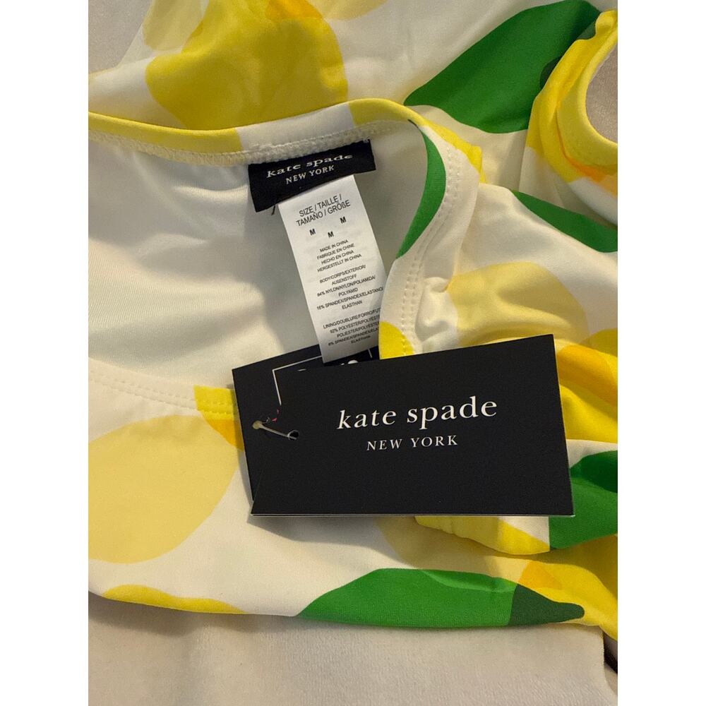 Kate Spade White Lemon Bandeau Bikini Top and High Waist Bottom Set M NWT - Picture 8 of 8